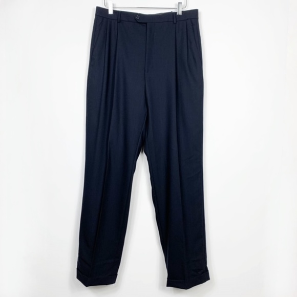 Meeting Street Navy 100% Worsted Wool Dress Slacks - Picture 3 of 8